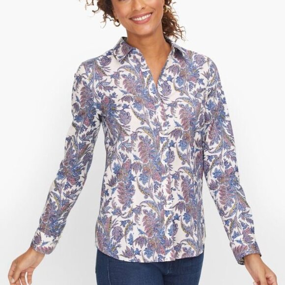 Talbots Non Iron Button Down Shirt - Size 12 - Perfect Shirt - Forest Paisley - Picture 1 of 6